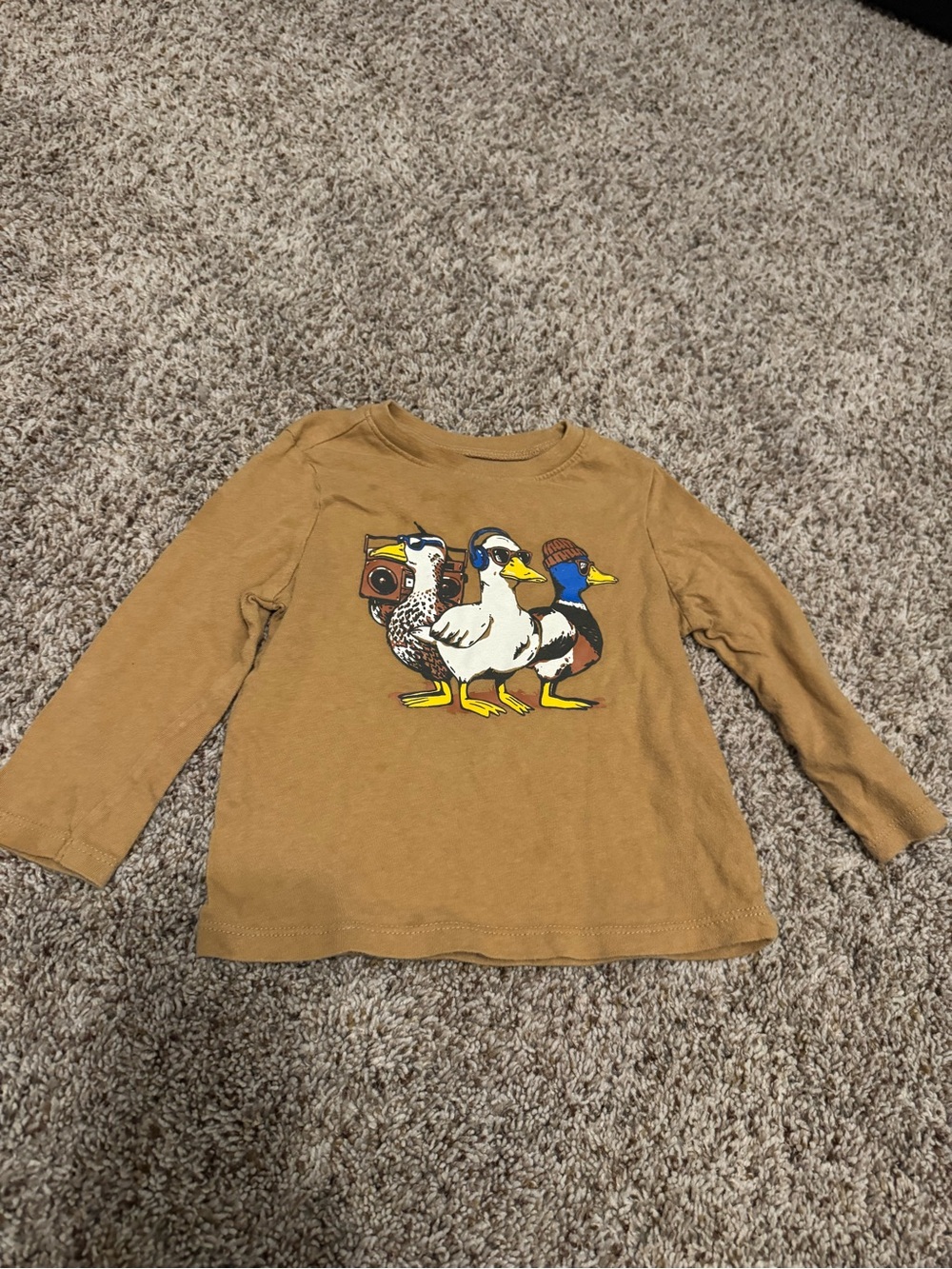 Old Navy Kids Long-Sleeve Duck Graphic Tee in Mustard Brown